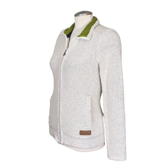 Weird Fish Womens Size 8 Textured Full Zip Beige Knit Jacket Minimalist Staple - Picture 3 of 7